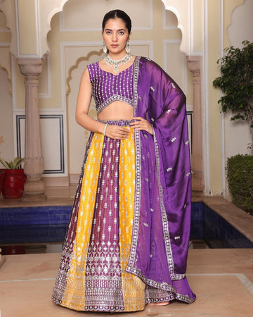 Amazing Multi Color Silk Fabric Party Wear Lehenga