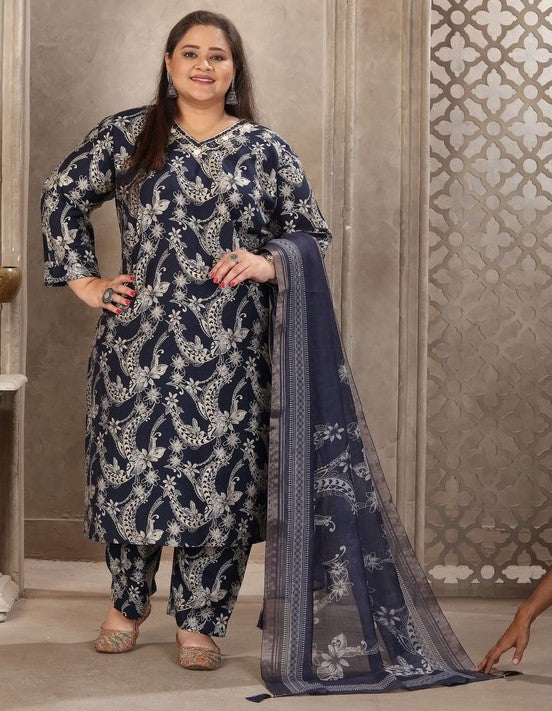 Amazing Navy Blue Color Viscose Fabric Casual Suit