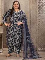 Amazing Navy Blue Color Viscose Fabric Casual Suit