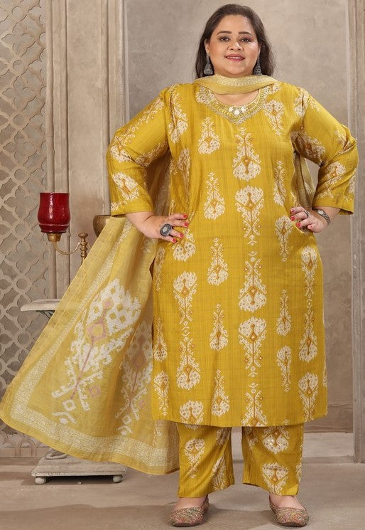 Amazing Mustard Color Viscose Fabric Casual Suit