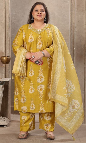 Amazing Mustard Color Viscose Fabric Casual Suit