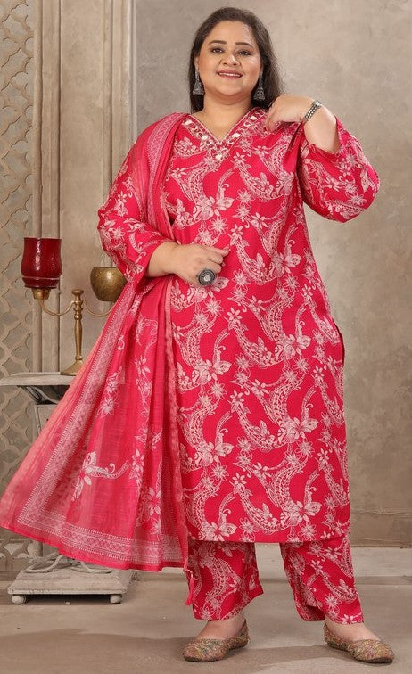Amazing Red Color Viscose Fabric Casual Suit