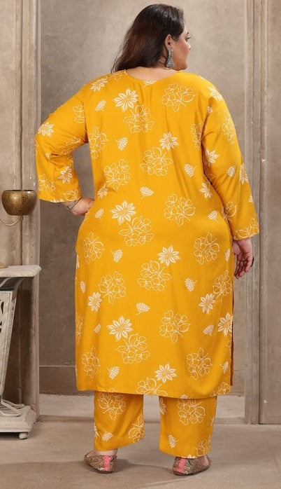 Amazing Mustard Color Rayon Fabric Casual Suit