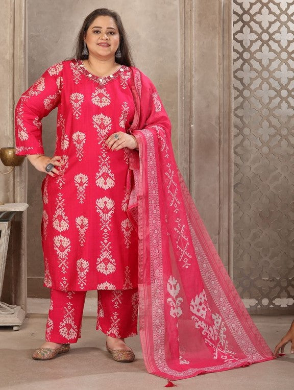 Amazing Red Color Viscose Fabric Casual Suit