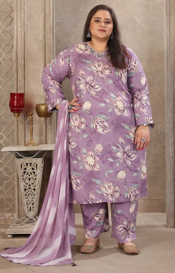 Amazing Purple Color Rayon Fabric Casual Suit