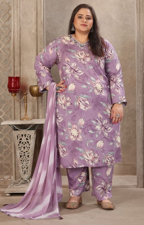 Amazing Purple Color Rayon Fabric Casual Suit