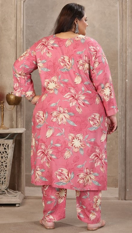 Amazing Peach Color Rayon Fabric Casual Suit