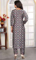 Amazing Navy Blue Color Chanderi Fabric Casual Suit