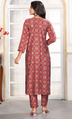 Amazing Red Color Chanderi Fabric Casual Suit