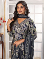 Amazing Black Color Chanderi Fabric Casual Suit