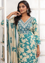 Amazing Turquoise Color Rayon Fabric Casual Suit