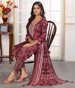 Amazing Wine Color Chanderi Fabric Casual Suit