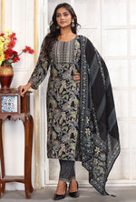 Amazing Black Color Chanderi Fabric Casual Suit