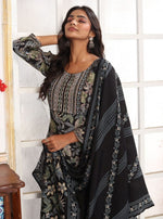 Amazing Black Color Chanderi Fabric Casual Suit