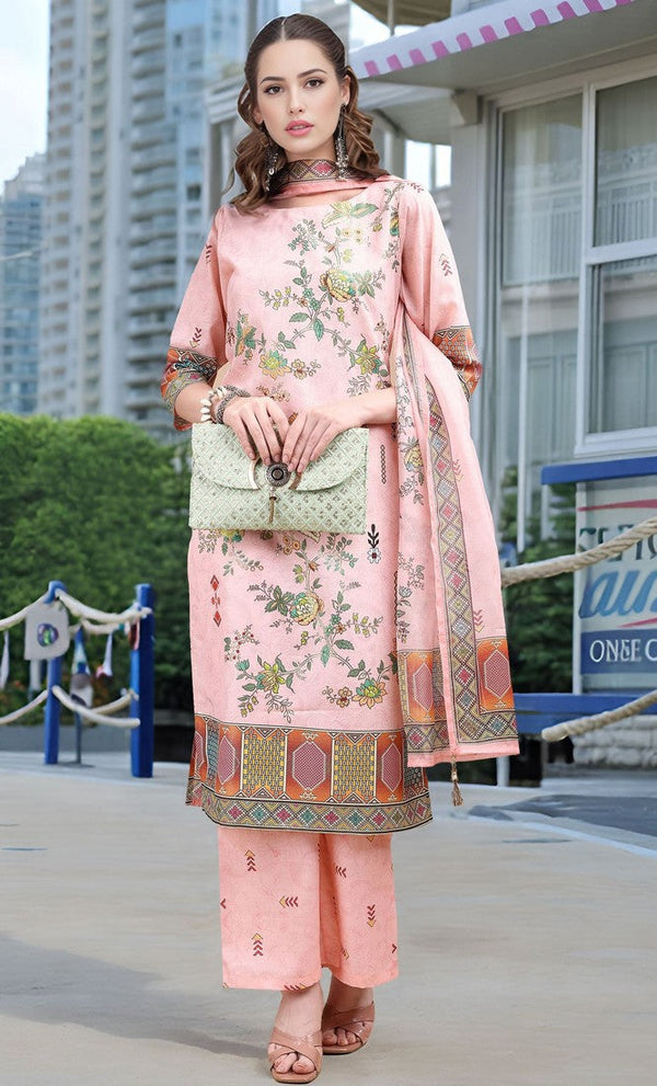 Amazing Peach Color Linen Fabric Designer Suit