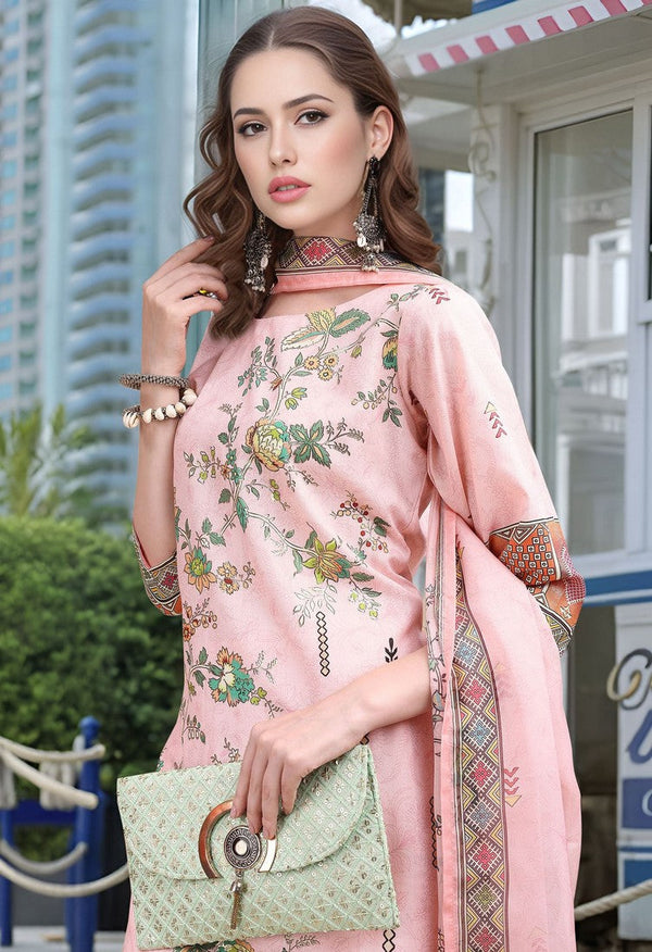 Amazing Peach Color Linen Fabric Designer Suit