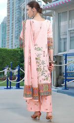 Amazing Peach Color Linen Fabric Designer Suit