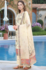 Amazing Cream Color Linen Fabric Designer Suit