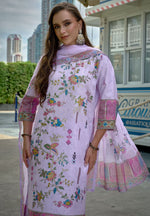 Amazing Purple Color Linen Fabric Designer Suit