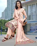 Amazing Peach Color Linen Fabric Designer Suit