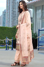 Amazing Peach Color Linen Fabric Designer Suit