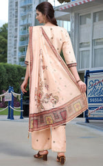Amazing Peach Color Linen Fabric Designer Suit