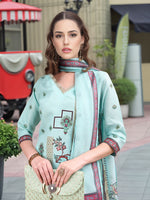 Amazing Green Color Linen Fabric Designer Suit