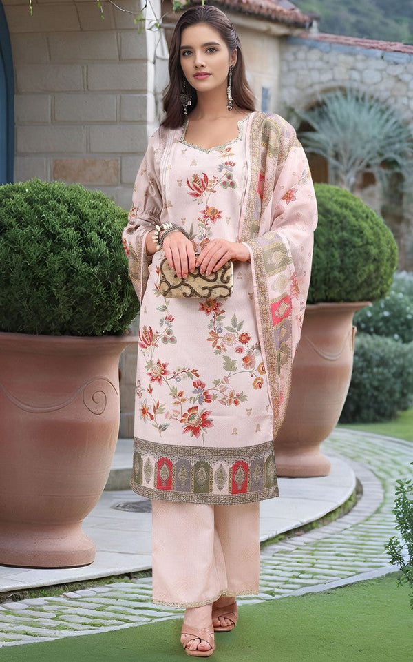 Amazing Cream Color Linen Fabric Designer Suit