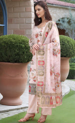 Amazing Cream Color Linen Fabric Designer Suit