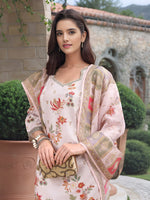 Amazing Cream Color Linen Fabric Designer Suit