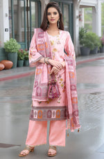 Amazing Pink Color Linen Fabric Designer Suit