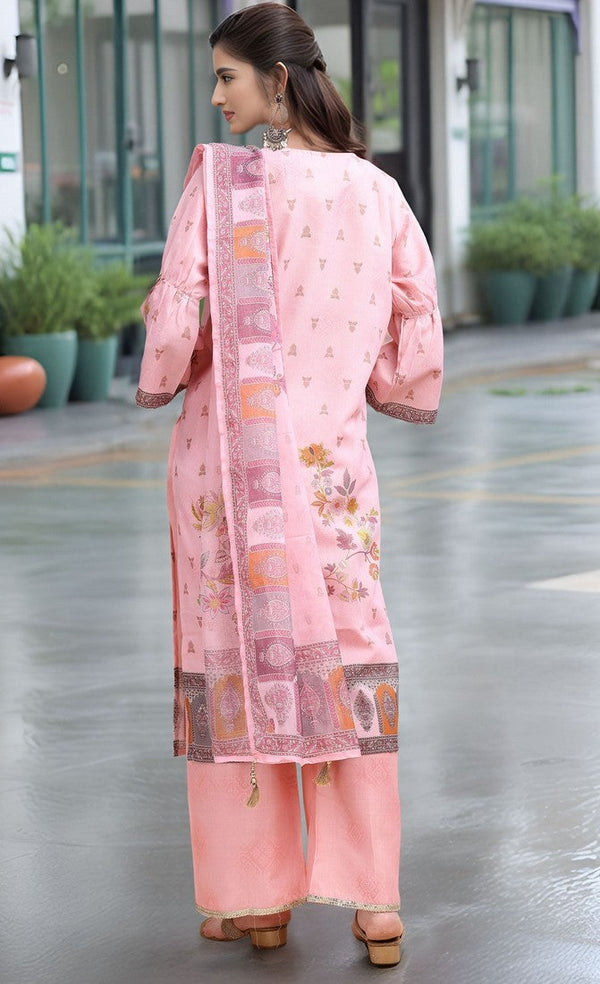 Amazing Pink Color Linen Fabric Designer Suit