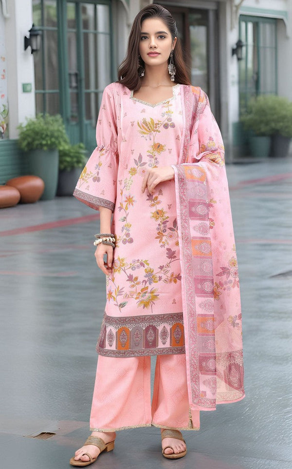 Amazing Pink Color Linen Fabric Designer Suit