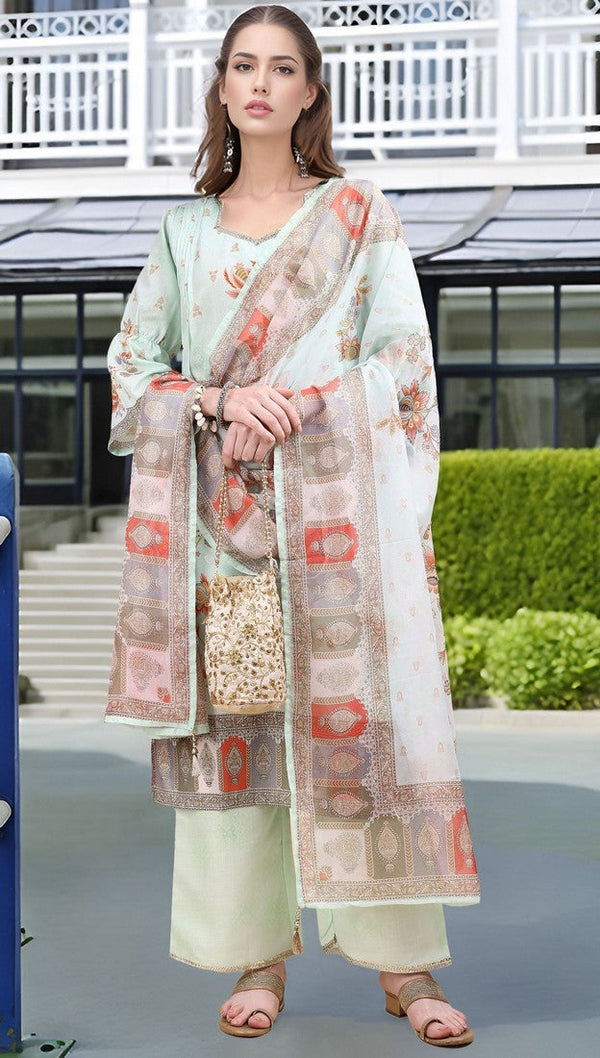 Amazing Green Color Linen Fabric Designer Suit