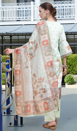 Amazing Green Color Linen Fabric Designer Suit