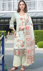 Amazing Green Color Linen Fabric Designer Suit