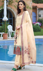 Amazing Beige Color Linen Fabric Designer Suit