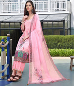 Amazing Pink Color Linen Fabric Designer Suit