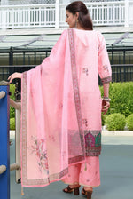 Amazing Pink Color Linen Fabric Designer Suit