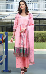 Amazing Pink Color Linen Fabric Designer Suit