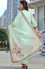 Amazing Green Color Linen Fabric Designer Suit