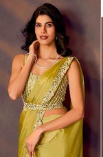 Lovely Green Color Satin Fabric Readymade Saree