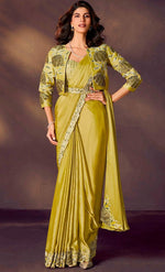 Lovely Green Color Satin Fabric Readymade Saree