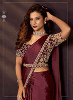 Lovely Maroon Color Silk Fabric Readymade Saree