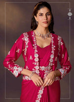 Lovely Magenta Color Satin Fabric Readymade Saree