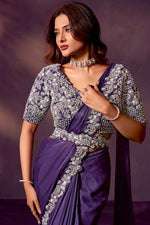 Lovely Purple Color Satin Fabric Readymade Saree