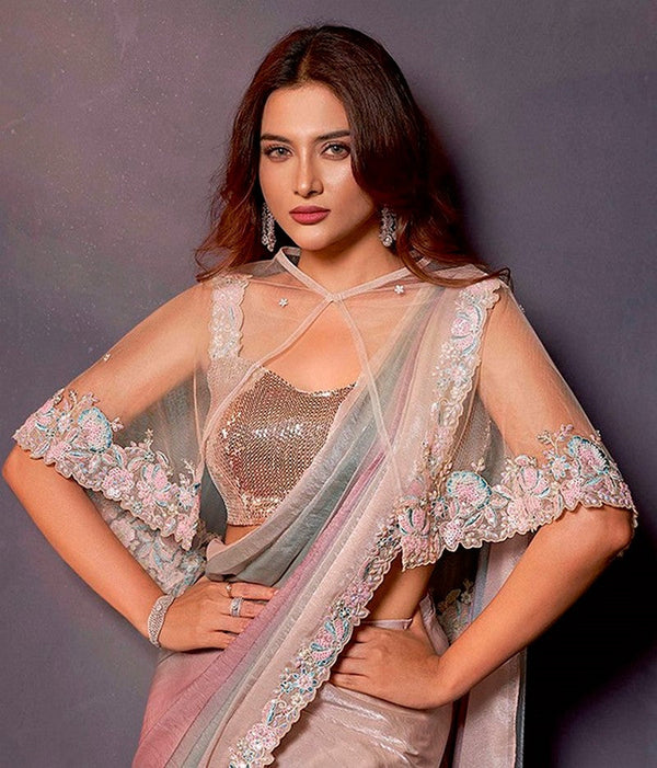 Lovely Multi Color Satin Fabric Readymade Saree