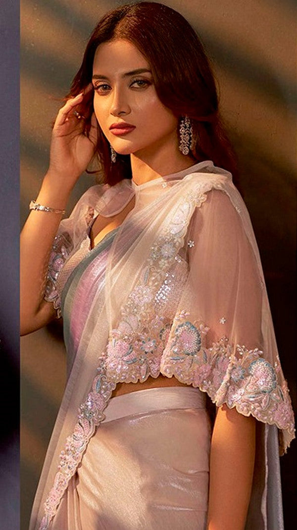 Lovely Multi Color Satin Fabric Readymade Saree