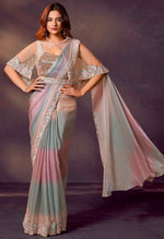 Lovely Multi Color Satin Fabric Readymade Saree