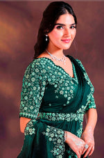 Lovely Green Color Satin Fabric Readymade Saree